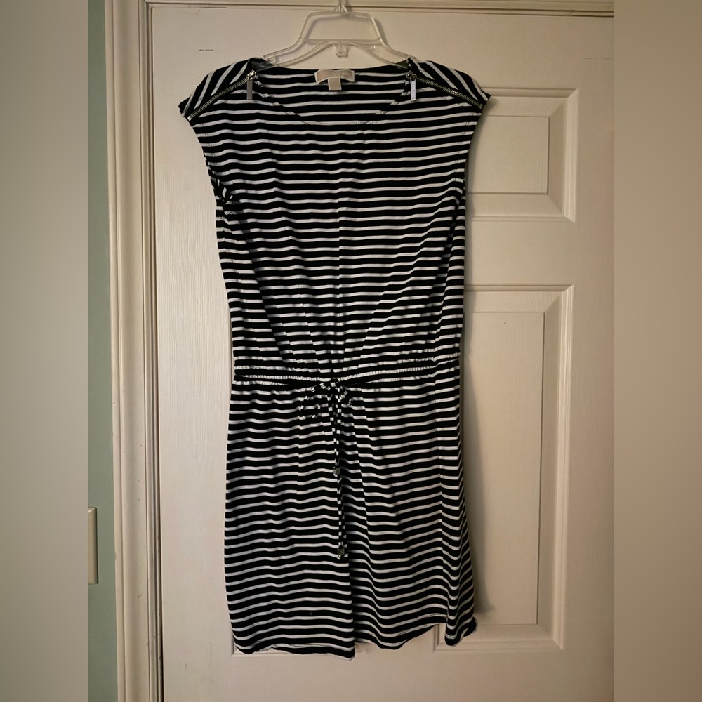 Michael Kors Black and White Striped casual dress